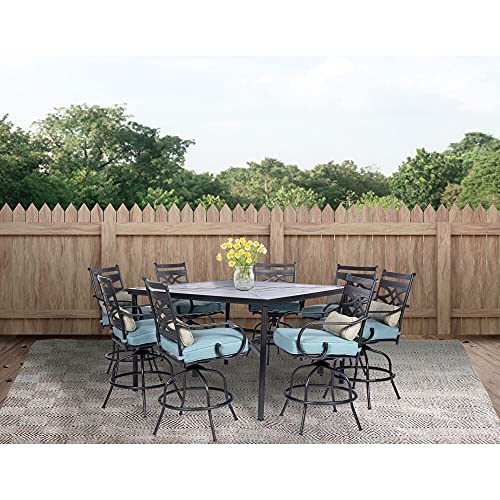 9-Piece Hanover Outdoor Dining Set with Swivel Chairs