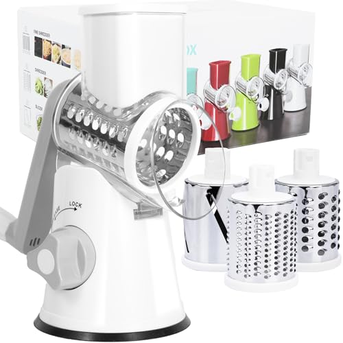 Rotary Cheese Grater with 3 Interchangeable Blades