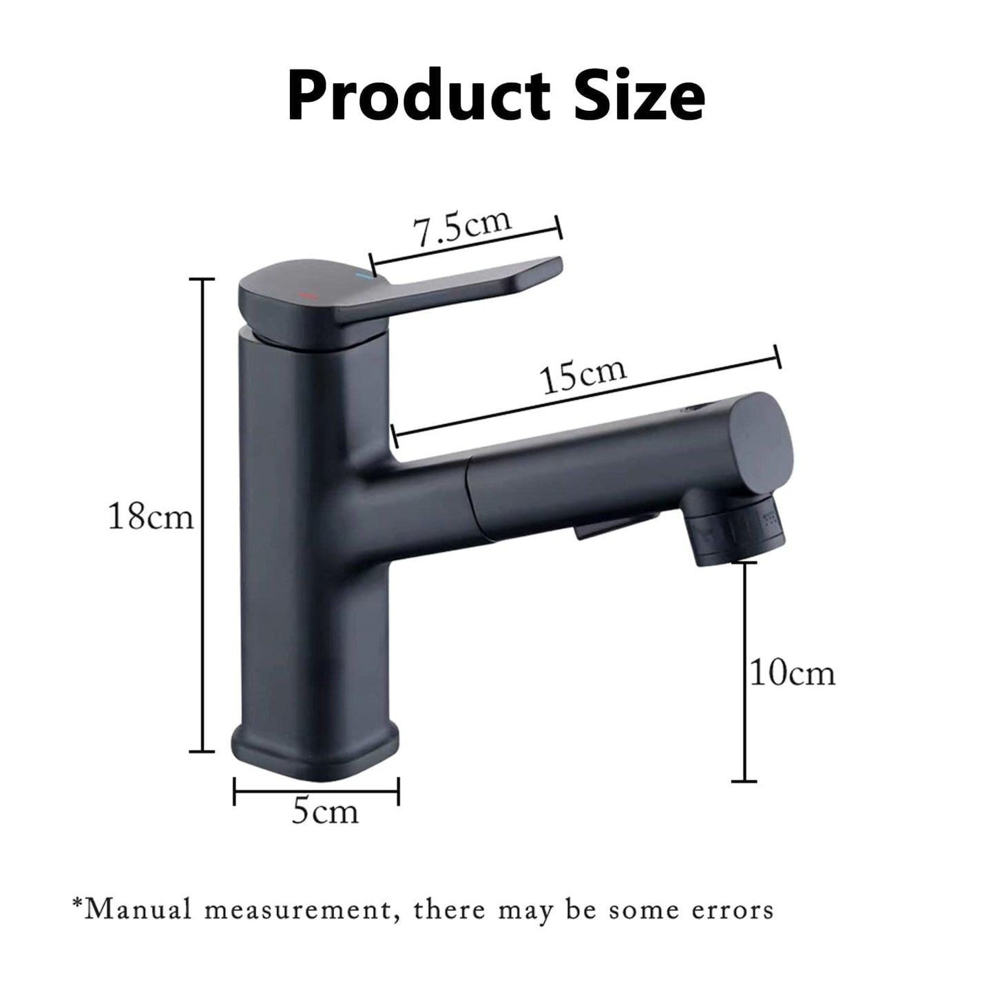 HANPI Black Pull Down Bathroom Faucet with Sprayer