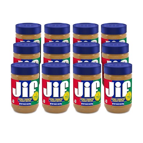 12 Pack Jif Extra Crunchy Peanut Butter 16 Ounce