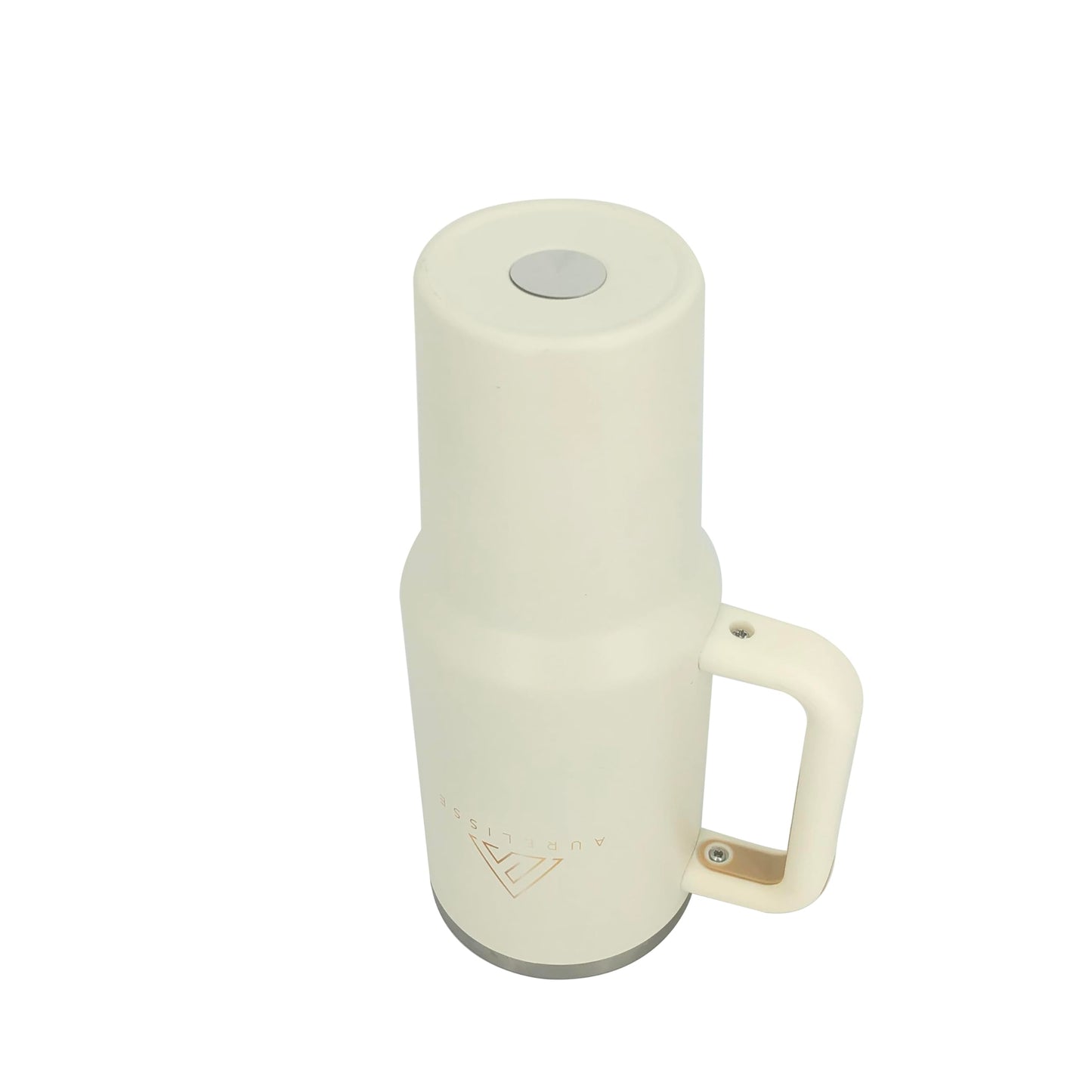 Aurelisse 40 oz Tumbler with Handle Lid and Straw Leak proof Insulated Vacuum Quencher H2.0 Water Bottle Tumblers Reusable Stainless Steel Large Travel Cup Mug Gifts (Cream White)