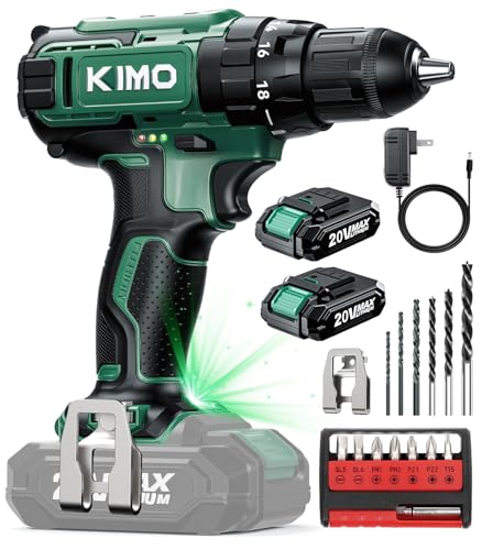 KIMO Cordless Drill Set with 20V 2.0Ah Battery (2 Packs)