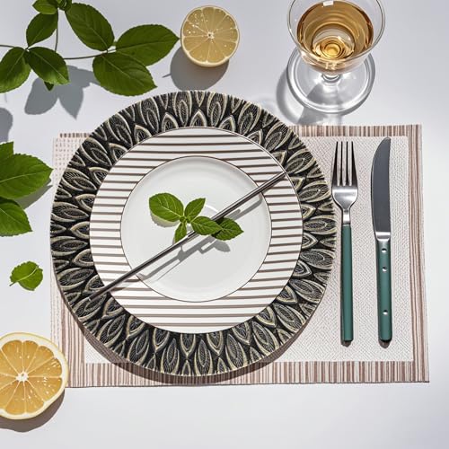 Black Plastic Charger Plates Set of 6