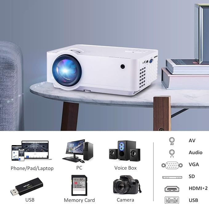 PONER SAUND 1080P Mini Home Theater Projector