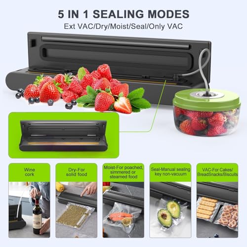 5-in-1 Vacuum Sealer with 15 Bags and Hose