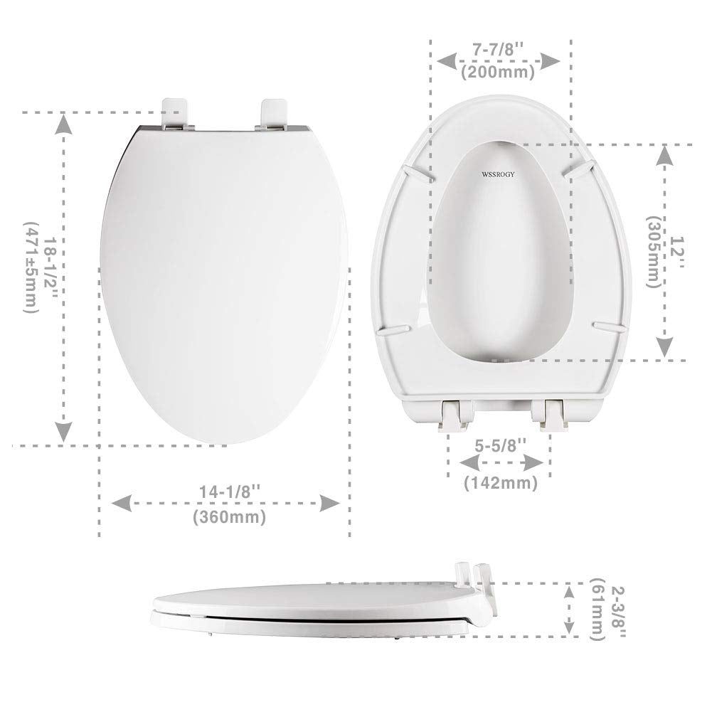 Elongated Soft Close Toilet Seat, Easy Install