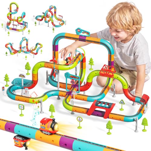 121 Piece Electric Train Infinity Cube Race Track Set