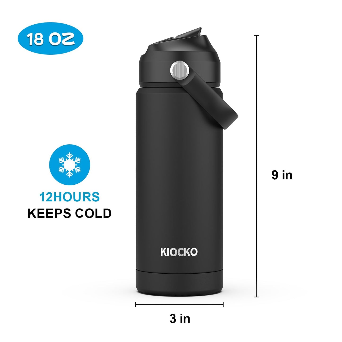 18oz Insulated Kids Water Bottle with Straw