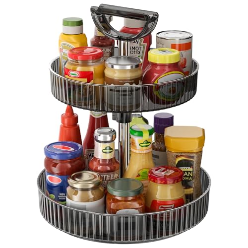 2-Tier Rotating Lazy Susan Turntable Organizer Rack