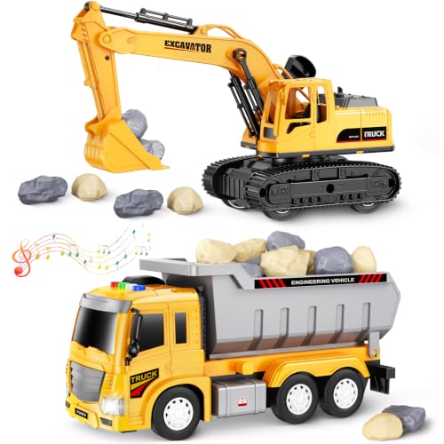 Toddler Excavator and Dump Truck Construction Toy Set