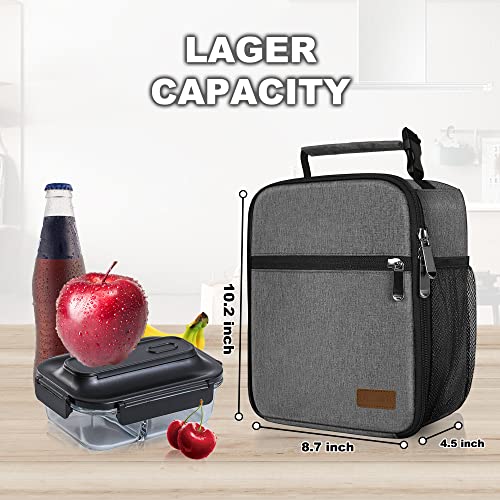 Deosk Lunch Bag Reusable Small Lunch Box for Men Insulated Portable Lunchbox for adults Suitable for School Work Picnic (Gray)