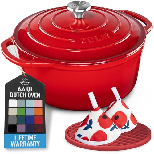 Zulay Kitchen 6.4QT Enameled Cast Iron Dutch Oven