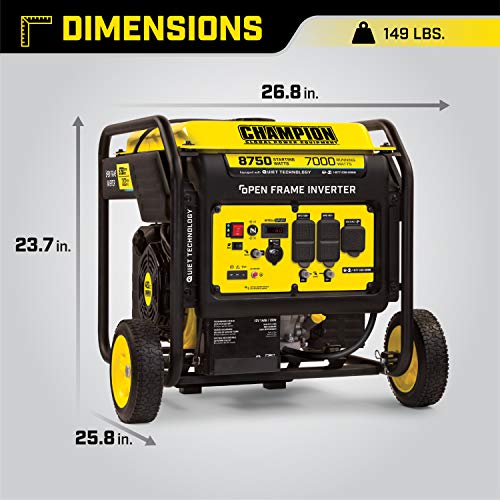 Champion Power Equipment 8750-Watt Electric Start Home Backup Portable Open Frame Inverter Generator with Quiet Technology