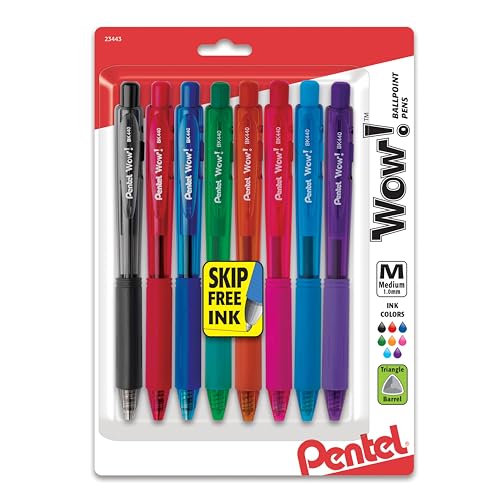 8 Pack Pentel Retractable Ballpoint Pens Medium Point