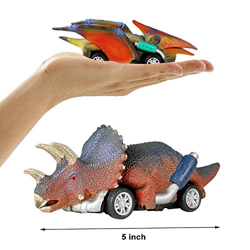 DINOBROS 6-Pack Dinosaur Pull Back Toy Cars