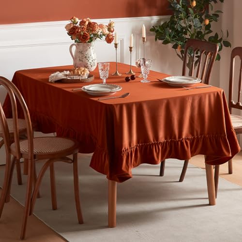 Velvet Ruffled Rectangular Tablecloth