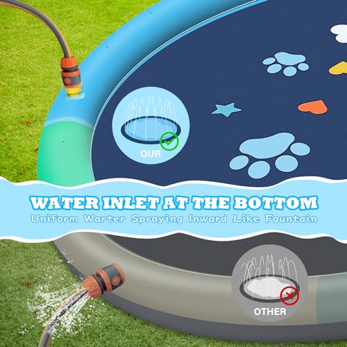 Non-Slip Splash Pad for Kids, 0.55mm Thicken Dog Pool Sprinkler Durable Inflatable Splash Pad, Fun Backyard Fountain Play Mat, Dogs Pet Outdoor Pool Water Toys Summer Gift for Baby Toddler Ages 3+
