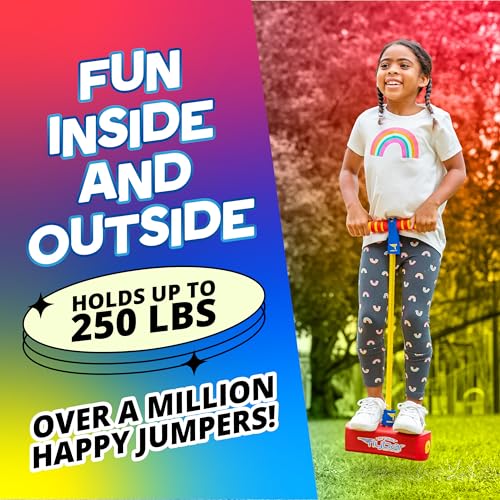 Flybar My First Foam Pogo Jumper for Kids Fun and Safe Pogo Stick for Toddlers, Durable Foam and Bungee Jumper for Ages 3 and up, Supports up to 250lbs (Red)