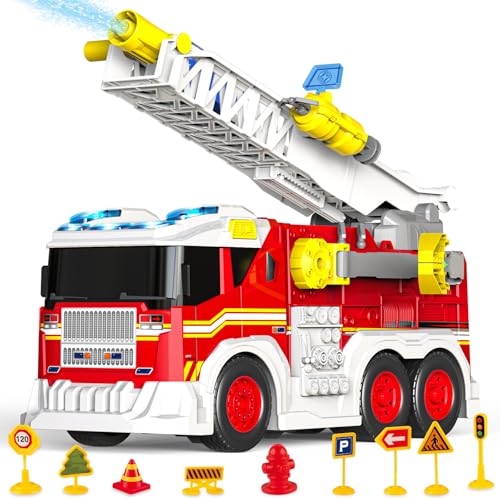 Fire Truck Toy with Ladder Lights and Sounds