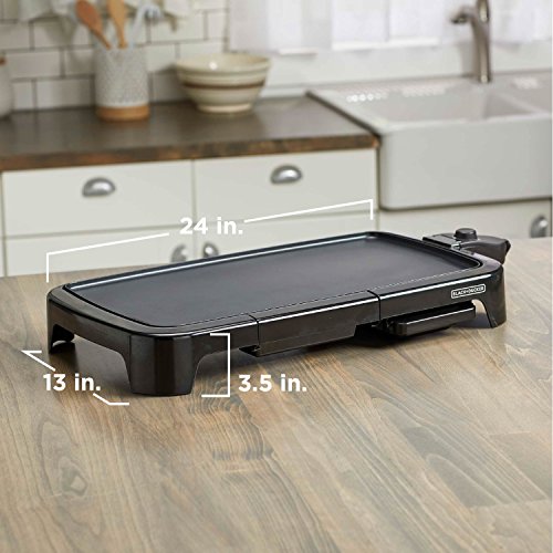 BLACK+DECKER 8-Serving Electric Griddle, GD2051B, Non-Stick Cooking Surface, Warming Tray, Removable Drip Tray, Family Sized