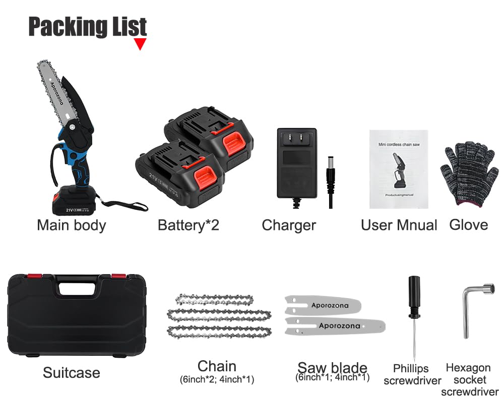 Aporozona 2-in-1 Mini Cordless Chainsaw Set