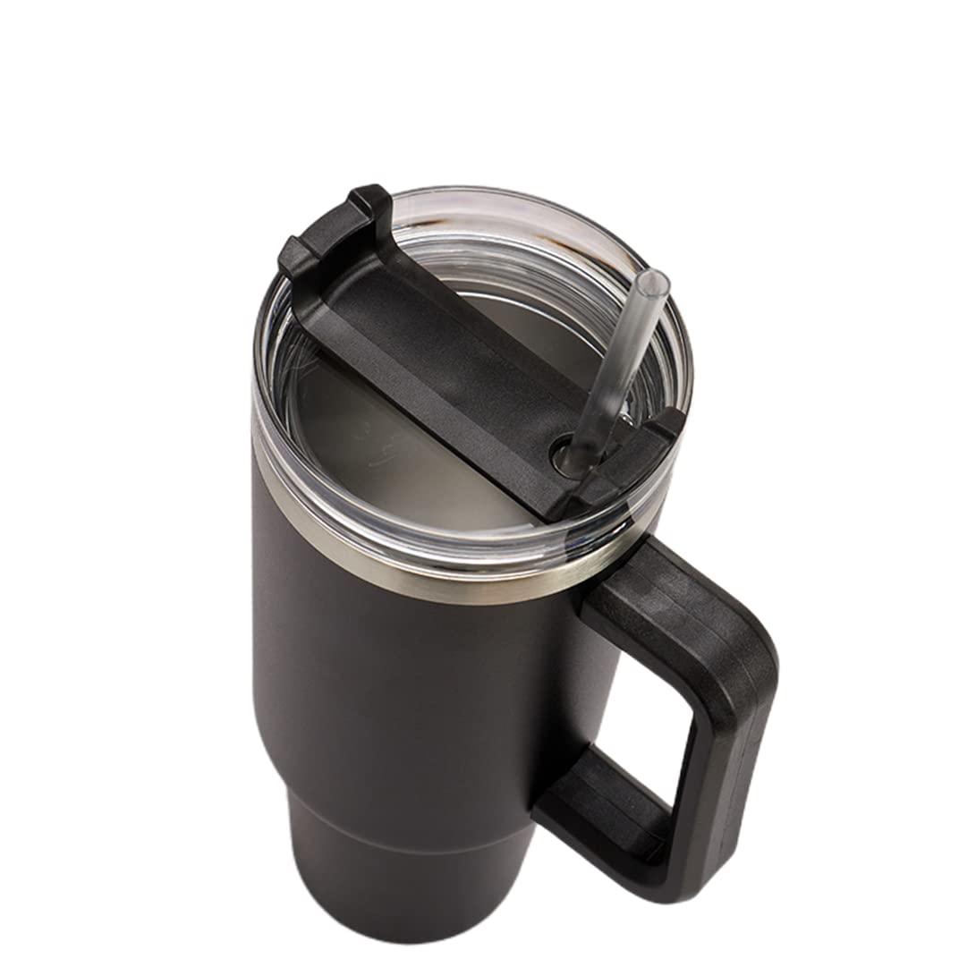 40oz Insulated Travel Mug with Handle & Straw