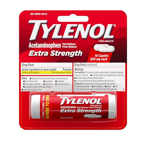 10 Count Tylenol Extra Strength 500mg Caplets