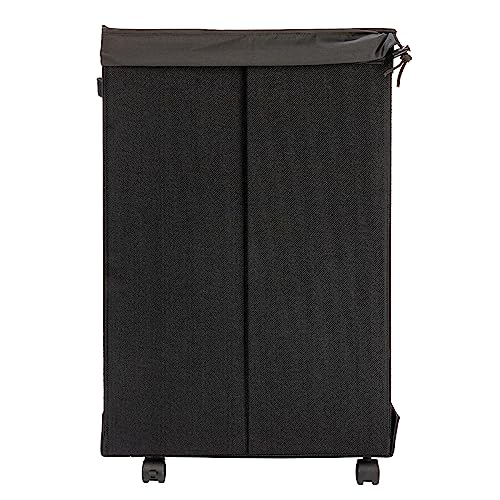 Household Essentials Narrow Collapsible Laundry Hamper with Liner and Lid, Black HE1059