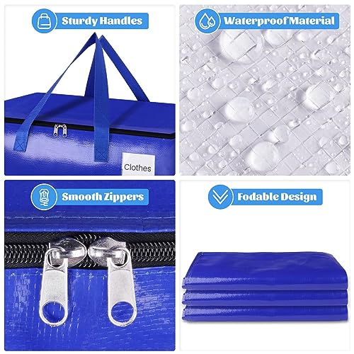 SpaceHacks 4 Pack-125L Heavy Duty Moving Bags, Moving Boxes with Reinforced Handles & Premium Zippers, Storage Totes for Space Saving, Packing & Moving Storage