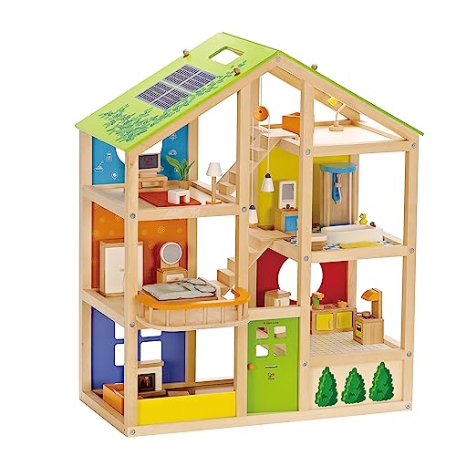 Hape All Seasons Wooden 3-Story Dollhouse Toy