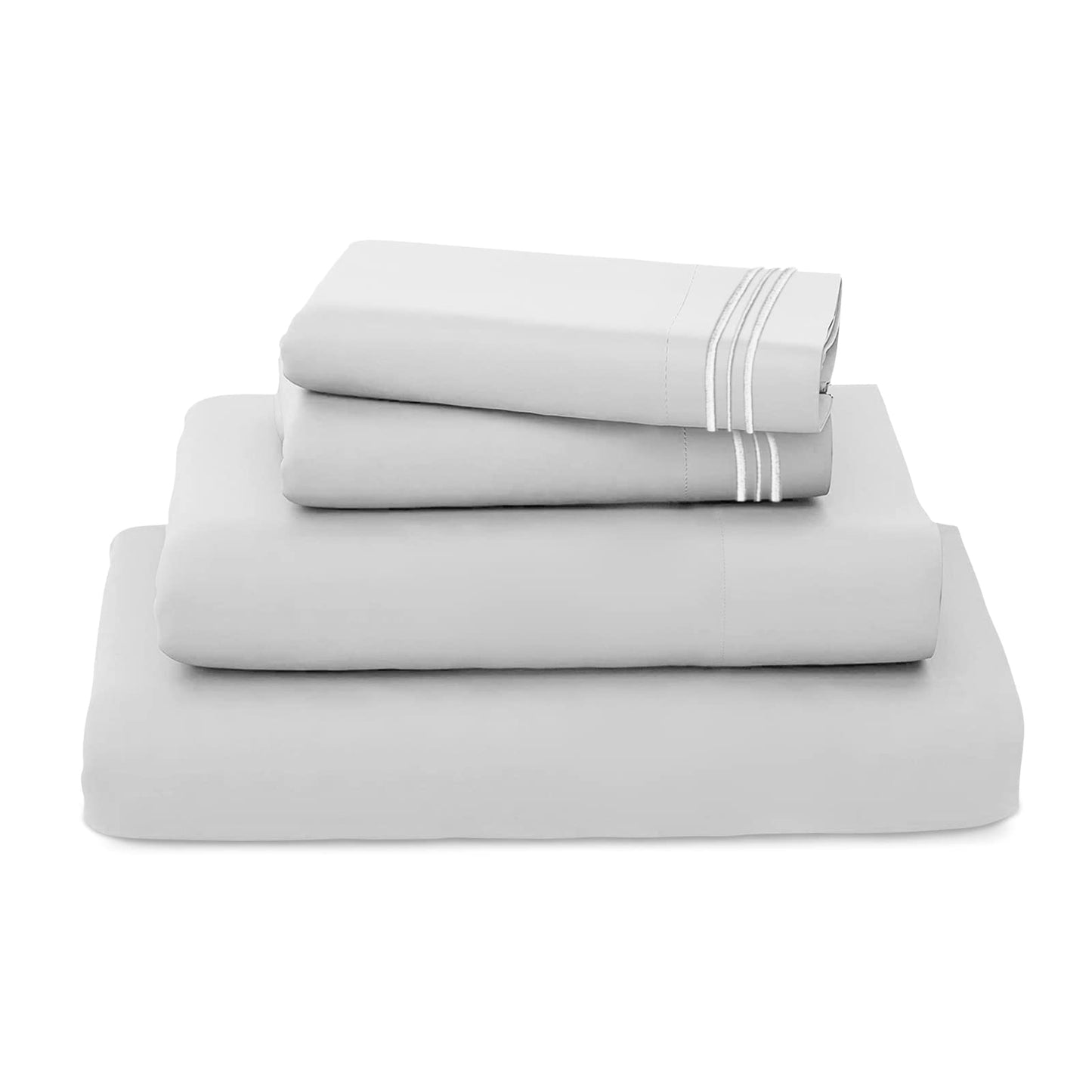 REDKEY Twin Size Bed Sheets Set 3 Piece Set Soft Breathable Bedding Sheets & Pillowcases Sets Deep Pocket Twin Bed Sheets Wrinkle Resistant - Easy Care (Twin,Light Grey)