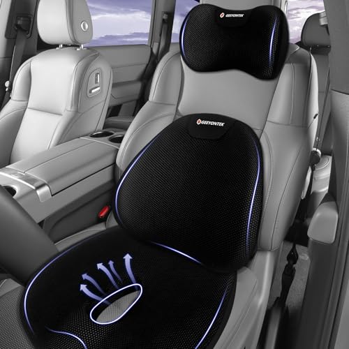 Memory Foam Car Seat Cushion and Lumbar Support Pillow