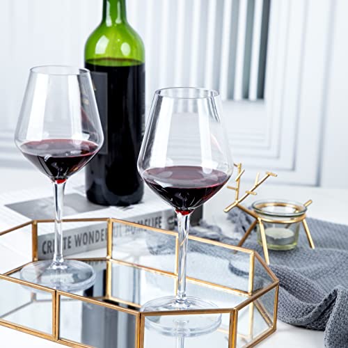 Ciaell 6 Pack Plastic Wine Glasses - 15OZ Unbreakable Wine Glasses, Tritan Wine Glasses with Stem - Disposable Stemmed Wine Glasses Perfect for Parties & Weddings & Poolside & Outdoors & Camping