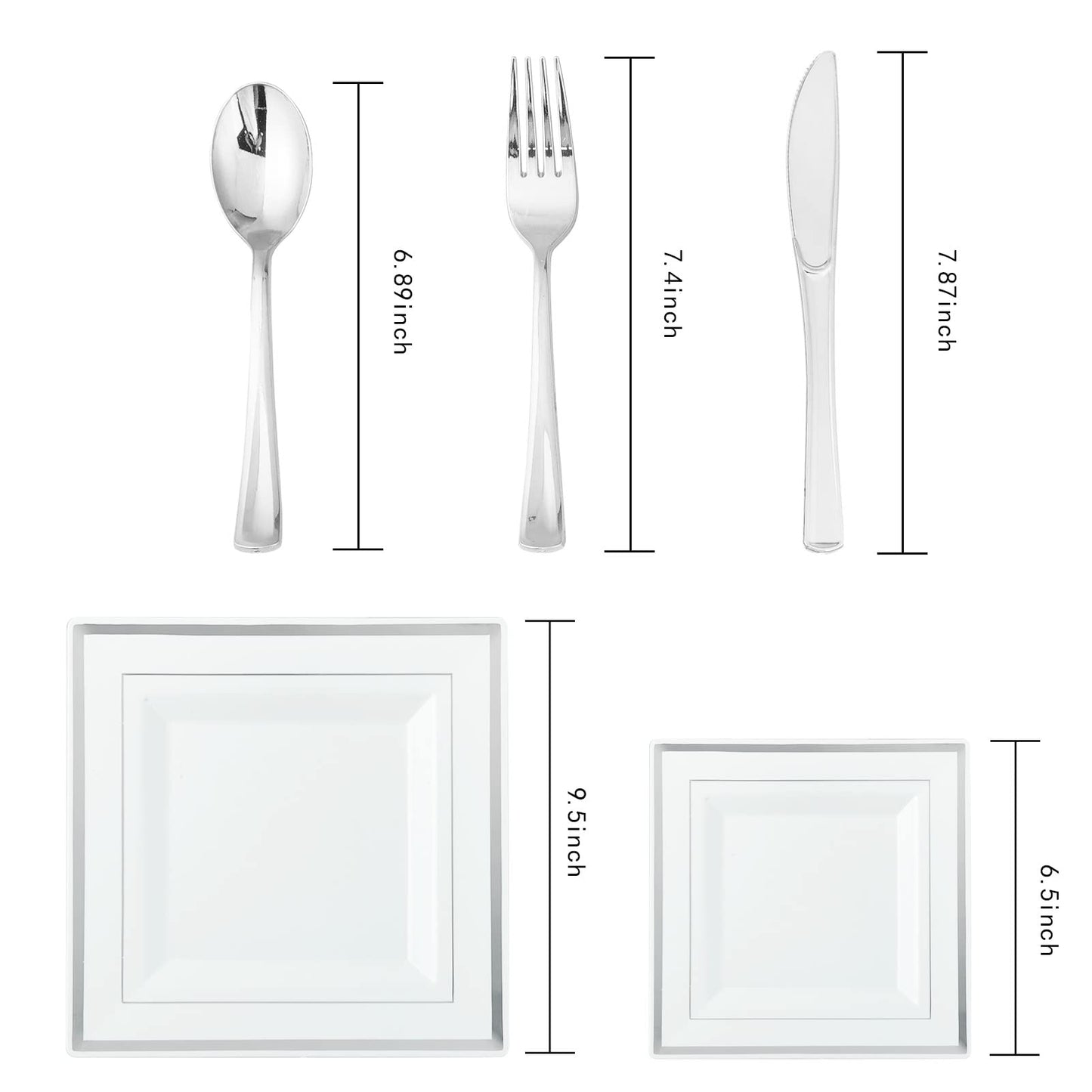 JOLLY CHEF 125 Count Plastic Plates and Cutlery Set