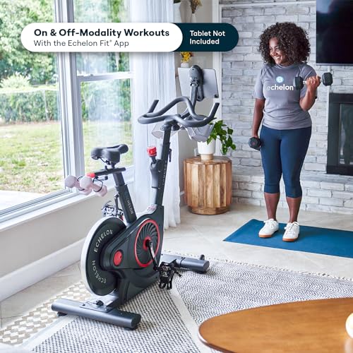 Echelon Smart Connect Fitness Bike, 30-Day Free Echelon Membership, Easy Storage, Small Spaces, Cushioned Seat, Solid Design, HIIT, Top Instructors, 32 Resistance Levels, Bluetooth, EX5