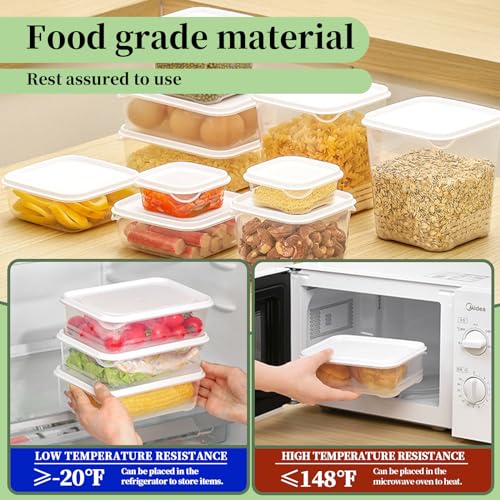 HMINYIYI 36-Piece Food Storage Containers with lids(18 Containers & 18 Lids), Plastic Food Containers for Pantry & Kitchen Storage and Organization, BPA-Free, Leak Proof, White