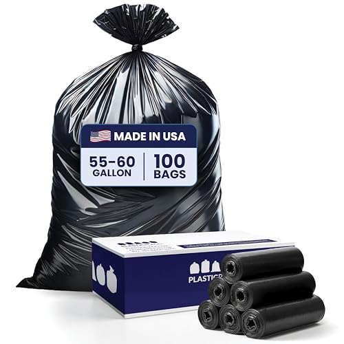 100 Count Plasticplace Heavy Duty 55-60 Gallon Trash Bags
