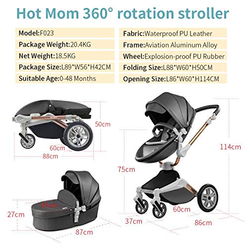 Hot Mom 2 Ultra Baby Stroller with 360° Rotation