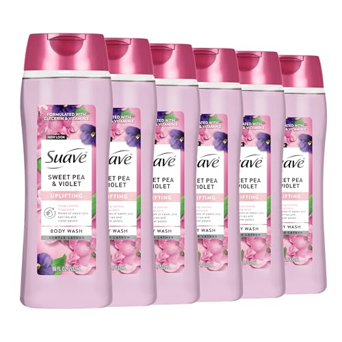 6 Pack Suave Sweet Pea Moisturizing Body Wash 18oz