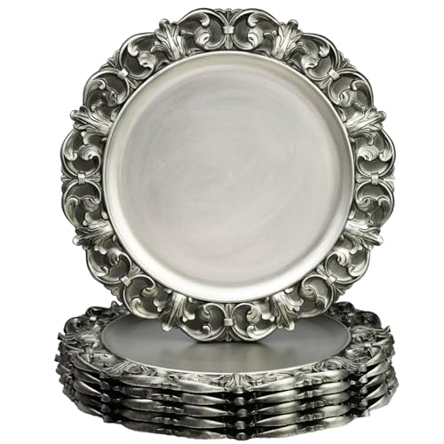 6 Pack 13" Charger Plates Embossed Rim Dinner Set
