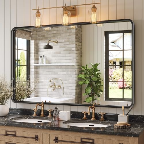 48x30 Inch Rectangular Metal Framed Bathroom Mirror