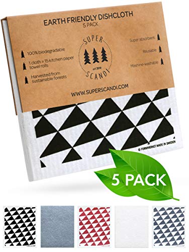SUPERSCANDI Patterned Swedish Dishcloths 5 Pack Sergels Torg Printsβ¦