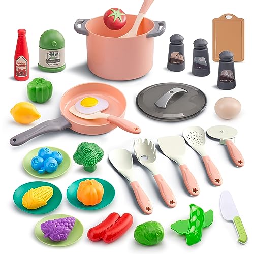 35 Piece Kids Kitchen Playset Pretend Cooking Toys