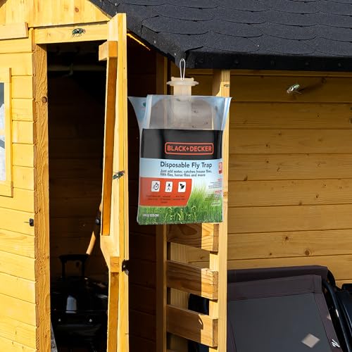 Black+Decker Fly Trap- Hanging Fly Traps Outdoor- Natural Non-Toxic Fly Catcher Attractant- Add Water to Catch House & Horse Flies in Garden, Backyard & Barn- 1 Trap, 20 Grams