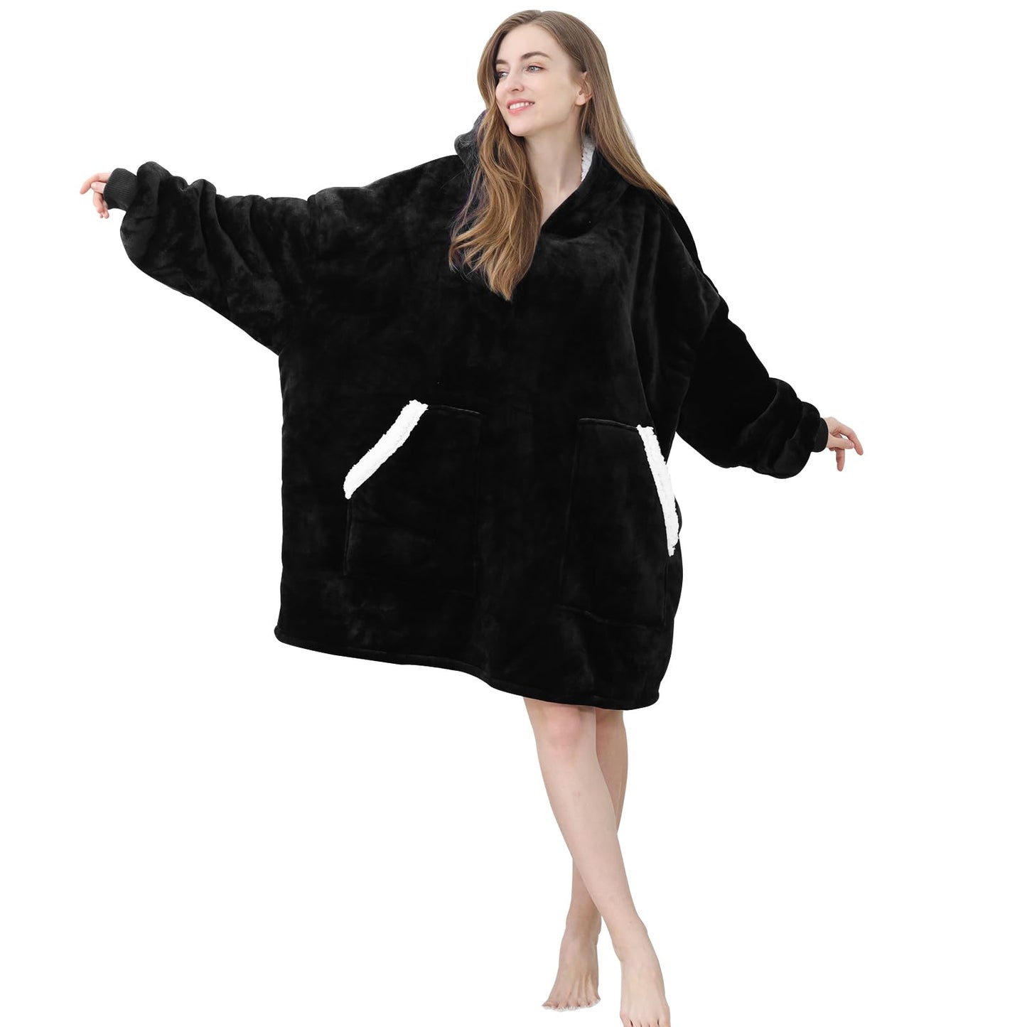 Cozy Sherpa Wearable Blanket Hoodie for Adults