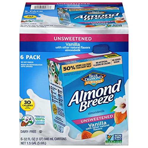6 Pack Almond Breeze Unsweetened Vanilla Almondmilk 32oz