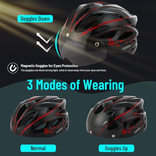 Favoto Lightweight Bike Helmet with LED Goggles