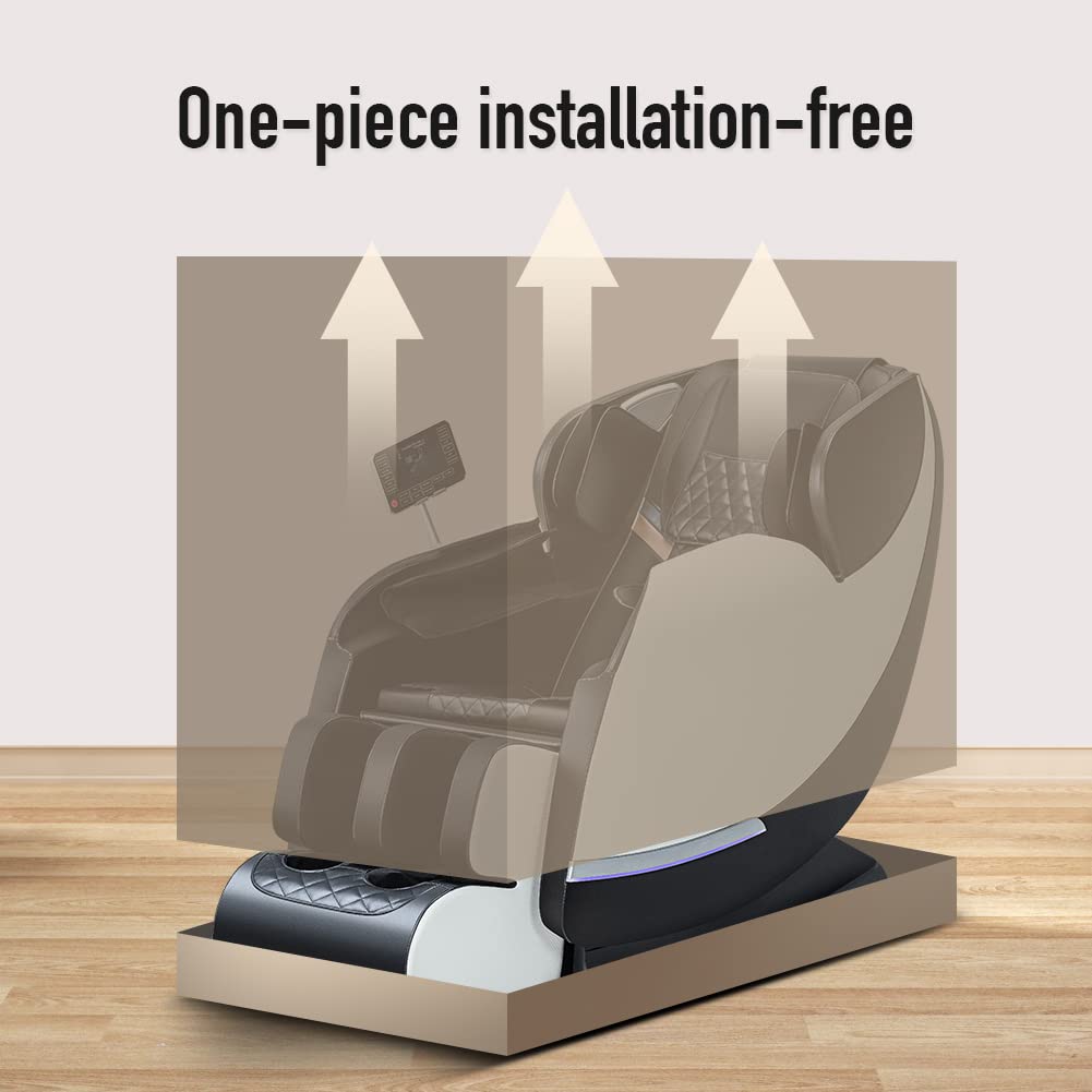 BONTEC Massage Chair Full Body Recliner - Zero Gravity with Heat and Shiatsu Foot Massage Office Chair LCD Touch Screen Display Bluetooth Speaker Airbags Foot Rollers (White)