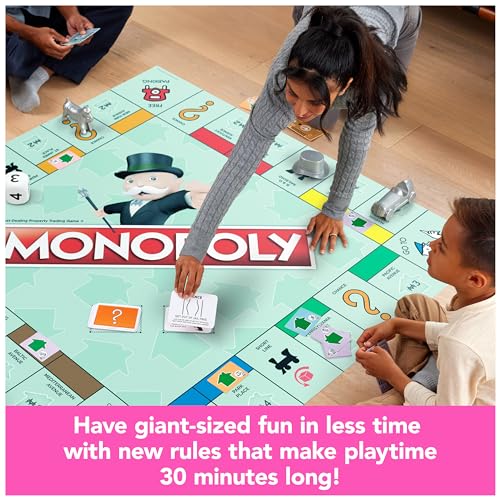 Monopoly Board Game Giant Edition Game for Kids | Family Board Game | Outdoor Games | Kids Games with Massive Board, Cards, Tokens, for Kids Ages 6+