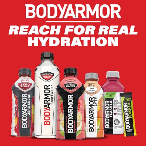BODYARMOR LYTE Sports Drink Low-Calorie Sports Beverage, Strawberry Banana, Coconut Water Hydration, Natural Flavors With Vitamins, Potassium-Packed Electrolytes, Perfect For Athletes, 16 Fl Oz (Pack of 12)